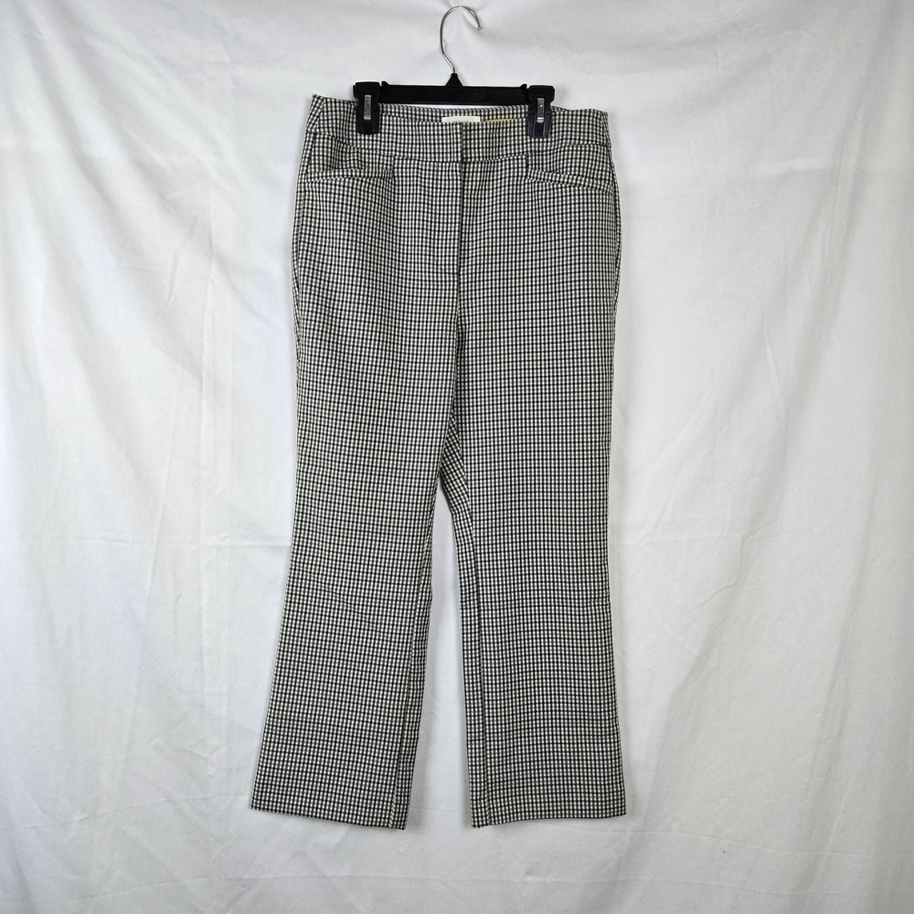 Maeve Anthropologie Brown Navy Check Plaid Welt Pockets Crop Career Trousers 6P